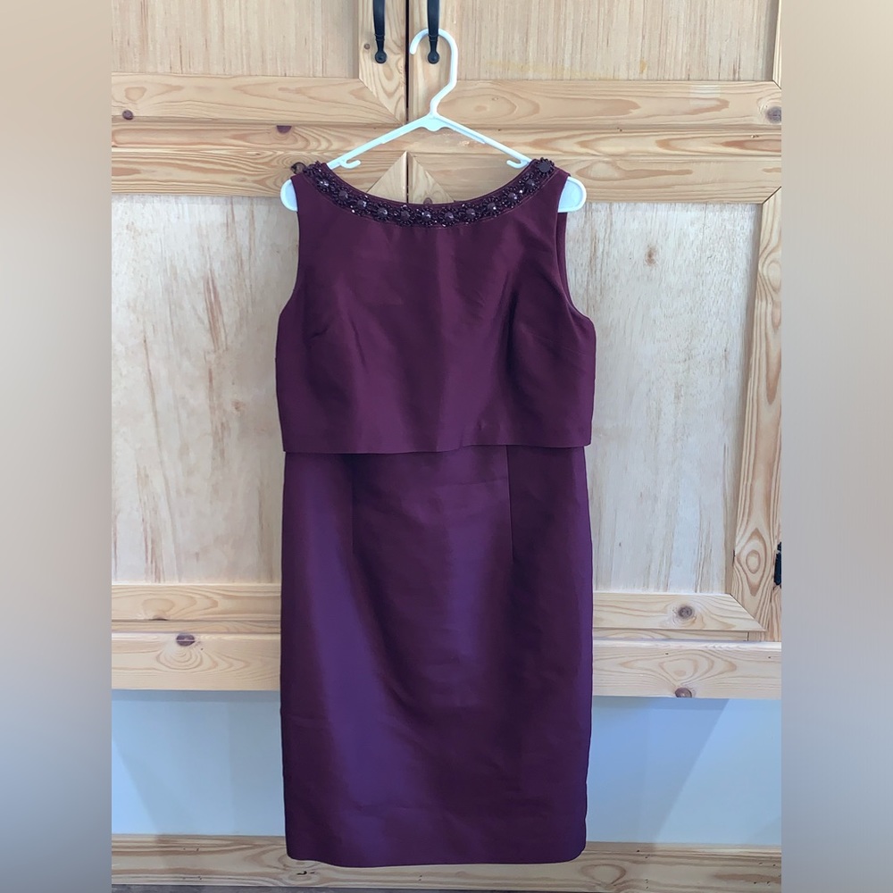 Talbots minimalist straight fit sequins flower embroidered dress size 16